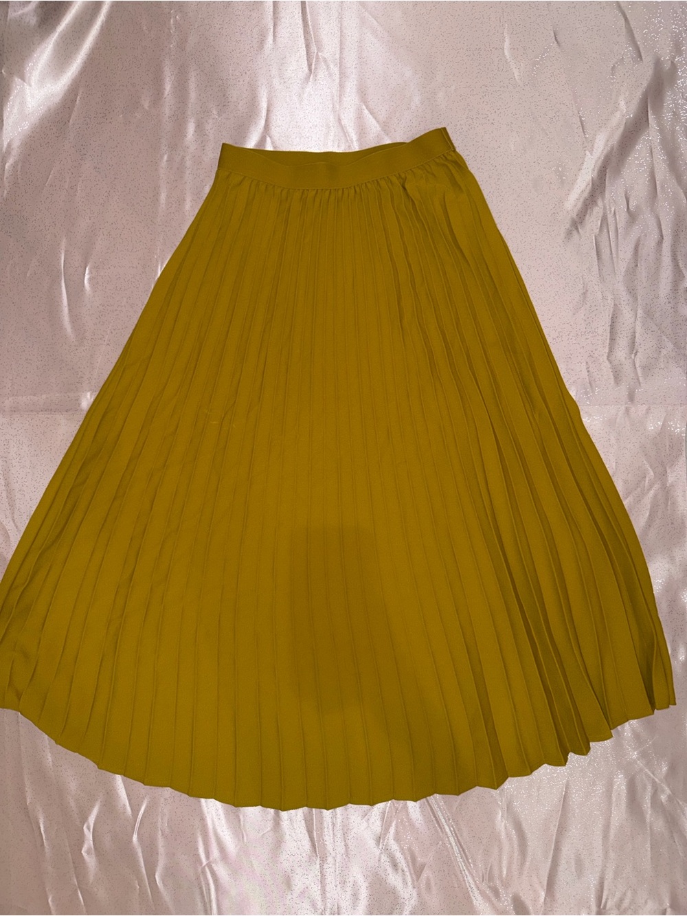 A New Day Pleated Midi Skirt in Mustard Yellow